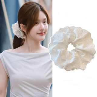 Dây buộc tóc hai lớp ren rỗng xếp li ruột già buộc tóc đuôi ngựa