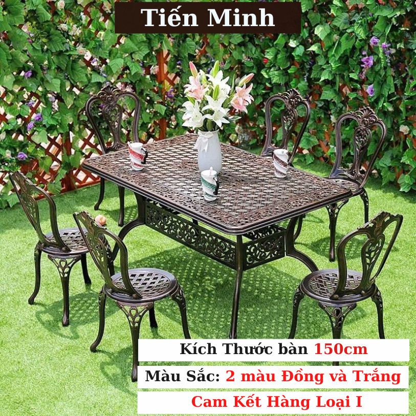 Bộ bàn ghế sân vườn ngoài trời HCN Bộ bàn ghế ban công ngoài trời nhôm đúc Bàn ghế ngoài trời - TM10