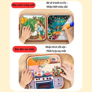 Đồ Chơi Cuốn Sổ Ma Thuật 2 Trong 1 - Tranh Tô Màu Nước Tự Xóa Kèm Bóc Dán Có Thể Tháo Ra Và Dán Lại Đa Dạng Chủ Đề ChoBé