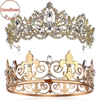 Csndices 2 Chiếc Prom King and Queen Crowns King Crowns dành cho nam Vương miện hoàng gia đính đá Vương miện nữ hoàng cho nữ Halloween Đám cưới Sinh nhật Tốt nghiệp VN