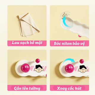 Thanh móc treo đa năng hút chân không ECO họa tiết dễ thương, Móc treo đồ nhà tắm, nhà bếp tiện lợi