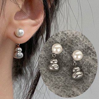 Mới Ngọc Trai Trung Quốc Kim Loại Bầu Bông Tai Nữ Cao Cấp Thời Trang Thiết Kế Niche Bông Tai Năm Mới