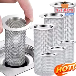 Vỏ thoát nước bắt tóc bằng thép không gỉ Bộ lọc bồn rửa chống tắc nghẽn, Lưới mịn chống rỉ cho phòng tắm / nhà bếp, 4 tùy chọn kích thước Phù hợp với ống thoát nước sàn 99%