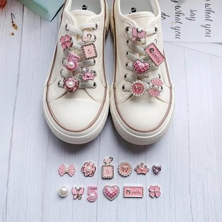 Dây giày thể thao nữ màu hồng thời trang, khóa quyến rũ, phụ kiện trang trí DIY