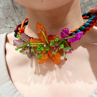 Vòng cổ hoa acrylic dệt tay phong cách dân tộc Bohemian