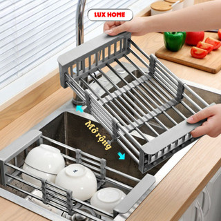 Kệ gác bồn rửa chén bát đa năng LUXHOME có thể tùy chỉnh, Giá úp bát, Kệ ráo nước hoa quả chất liệu INOX 304 không gì