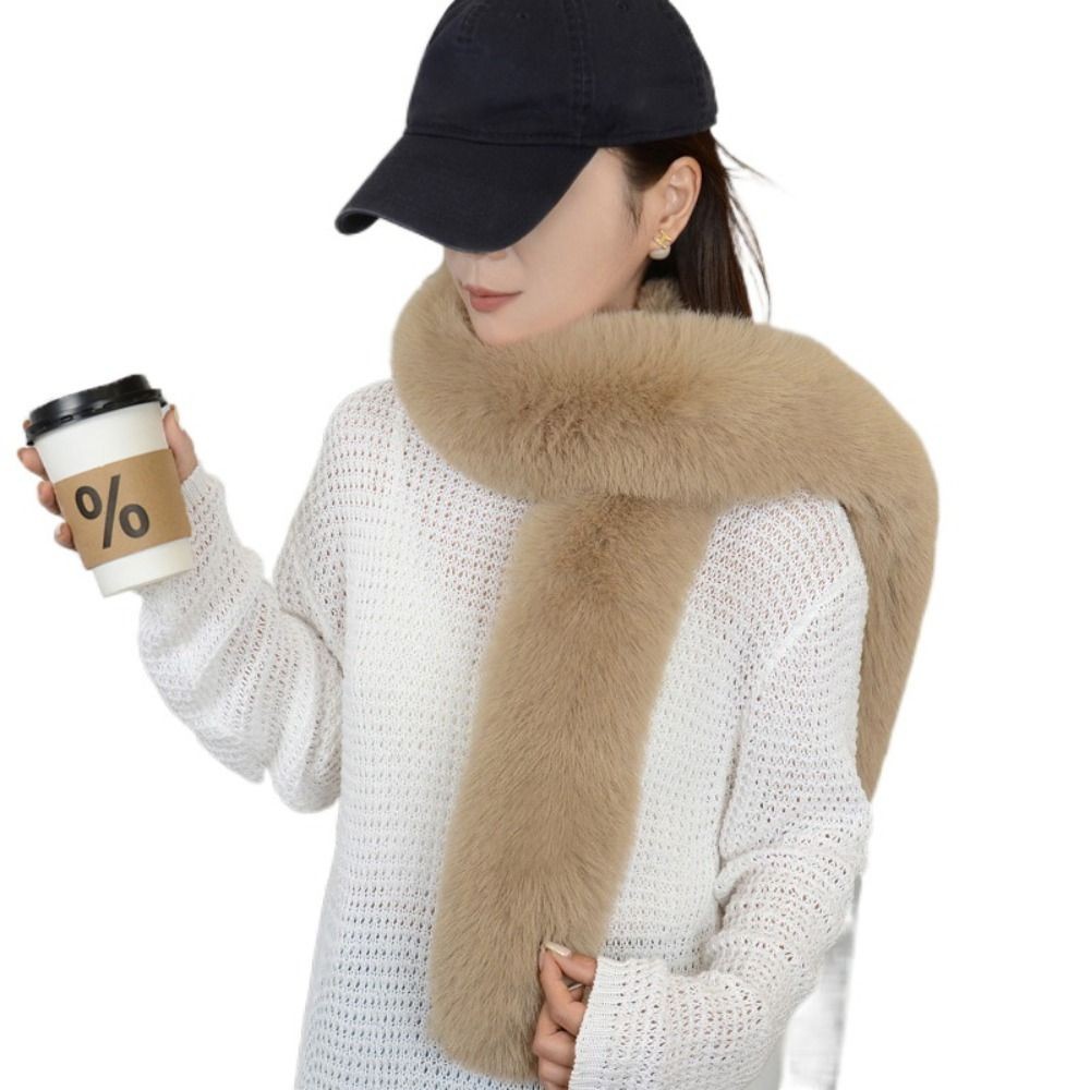 Khăn Dài Giả Lông Thú Dày 130cm, Mềm Mại Sang Trọng Cổ Nữ Ấm Hơn Mùa Thu