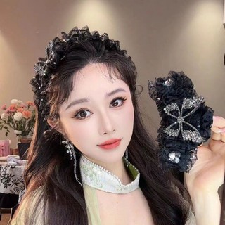 Băng Đô Màu Đen Băng đô nữ cao cổ đầu rộng vành tóc hình bướm khí chất phát hiện khối lượng tóc mũ đội đầu đi chơi dễ phối đồ