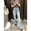 Quần jean ống đứng basic xanh nhạt , quần bò nữ retro pháp thời trang xứ A Nam