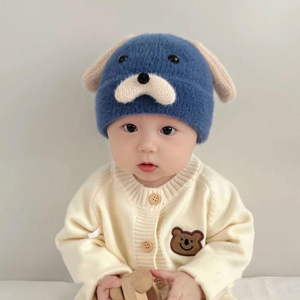 Mũ trẻ em YMIFI, Bonnet dệt kim dày, Mũ chui đầu len mềm 0-2 tuổi