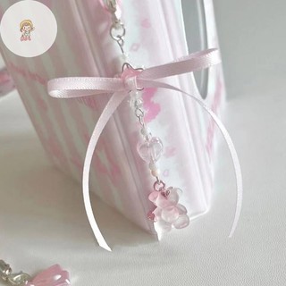 Twe Gấu Ngọt Nơ Hạt Quyến Rũ Dây Điện Thoại Dây Đeo Móc Khóa Treo Trang Trí Cho Túi Chìa Khóa Mặt Dây Chuyền VN