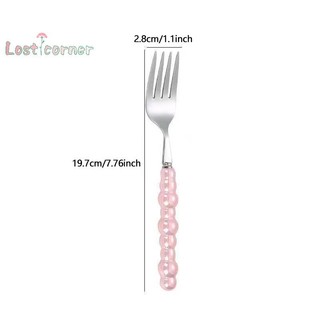 [Lostcorner] Phuộc Tay Cầm Ngọc Trai Cho Món Tráng Miệng Hộ Gia Đình Bít Tết Nĩa Inox Salad Nĩa Món Tráng Miệng Pasta Nĩa Phụ Kiện Nhà Bếp Tiện Ích [Mới]
