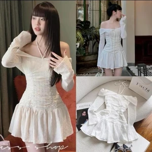 ĐÀM NHÚNG EO TAY DÀI 2 LỚP _ KHÁNH VY STORE_(41150) Nữ Thun xốp Nhật Women Dress