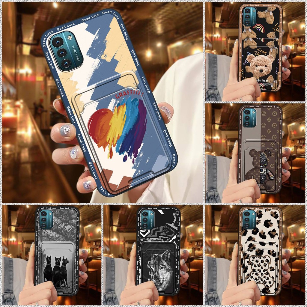 TPU Mềm Ốp Lưng Điện Thoại Cho Nokia G11 / G21 Bao Chống Va Đập Khe Cắm Thẻ Bảo Vệ Túi Đựng Thẻ Silicon Bọc Toàn Bộ Thiết Kế Thời Trang