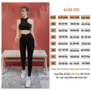 Quần Jean Nữ AMILY Lưng Cao Co Giãn Mềm, Ôm Dáng, Rách Gối to kiểu Cá Tính – Màu Đen Thời Trang