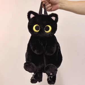 Kawaii Big Eyes Cat Sang Trọng Ba Lô Dành Cho Nữ Hoạt Hình Đa Năng Ngộ nghĩnh Mèo Đen Túi Đeo Ngang Dung Tích Lớn Hơn Túi Tote