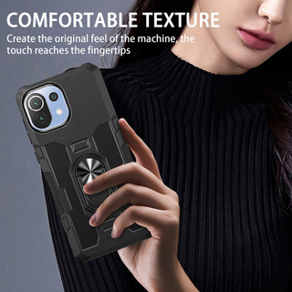 Dành Cho Xiaomi Mi 11 Lite 5G / 11 Lite 5G NE Ốp điện thoại PC Cứng Mềm TPU Cạnh Bảo Vệ Camera Giá Đỡ Nhẫn Chân Đế Chống Sốc Mỏng Bao