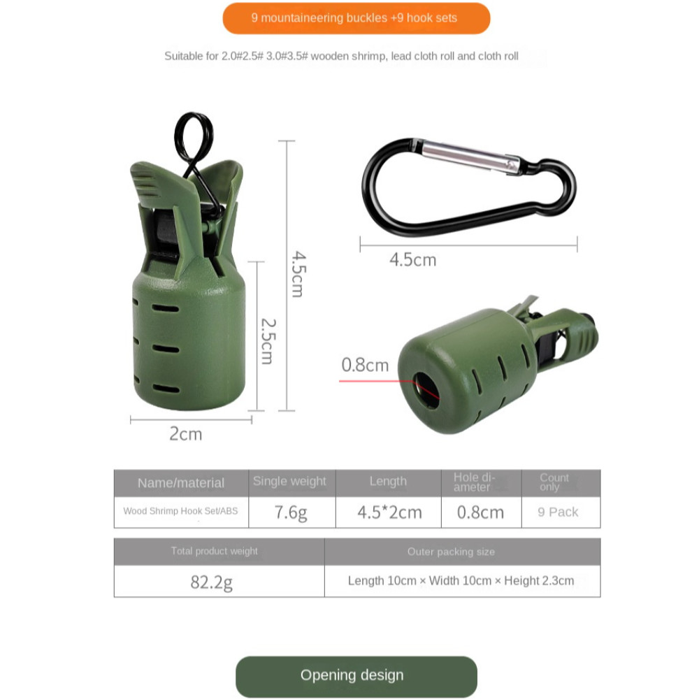 Dụng cụ mực jig 9 bộ, có carabiner bảo vệ mồi câu, đựng webfoot và bạch tuộc egis móc