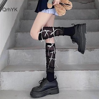 Nhà Máy Thời Trang JK Nơ Tất Ngọt Ngào Gothic Nữ Tất Phong Cách Đại Học Giữa Bắp Chân Sọc Tất Đầu Gối Vớ Chân QrhYK