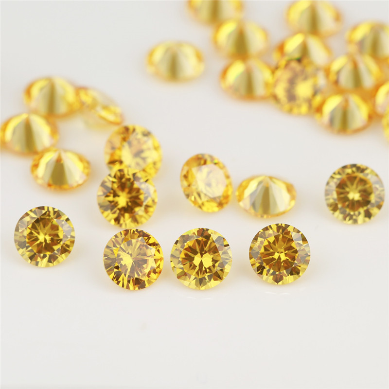 500 Chiếc 200 Chiếc Tròn Cắt Vàng Vàng Cubic Zirconia Đá Quý Tổng Hợp Kích Thước 0.8 Mm ~ 3.75 Mm 5A Rời CZ Đá Để Làm Đồ Trang Sức