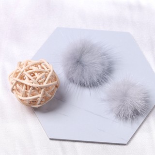 Kẹp tóc bóng lông thỏ thủ công mẫu thu đông Phụ kiện tóc cmdiydidiy Chất liệu trang trí 3 nơ bóng lông chồn YHRB KTQH