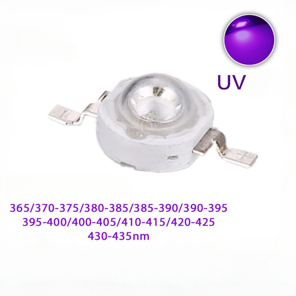 10 Chiếc 3W Công Suất Cao LED Chip Tia UV 365nm 370nm 381nm 390nm 400nm ...