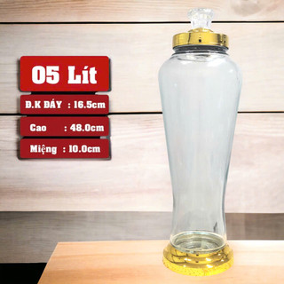 Bình sâm Thủy Tinh Bầu Cao 03 Lít, 04 Lít, 05 Lít | Tùy Chọn Dung Tích