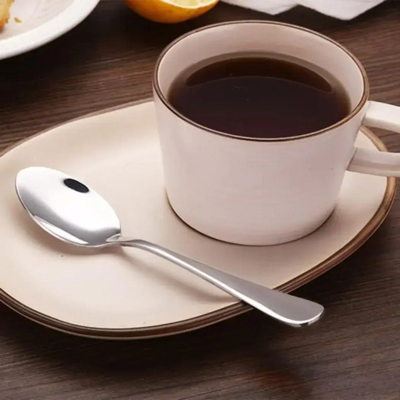 5 / 10 / 15 Chiếc Thìa Ăn Bằng Thép Không Gỉ Dày Dao Kéo / Tay Cầm Dài Món Tráng Miệng Cà Phê Muỗng Cà Phê