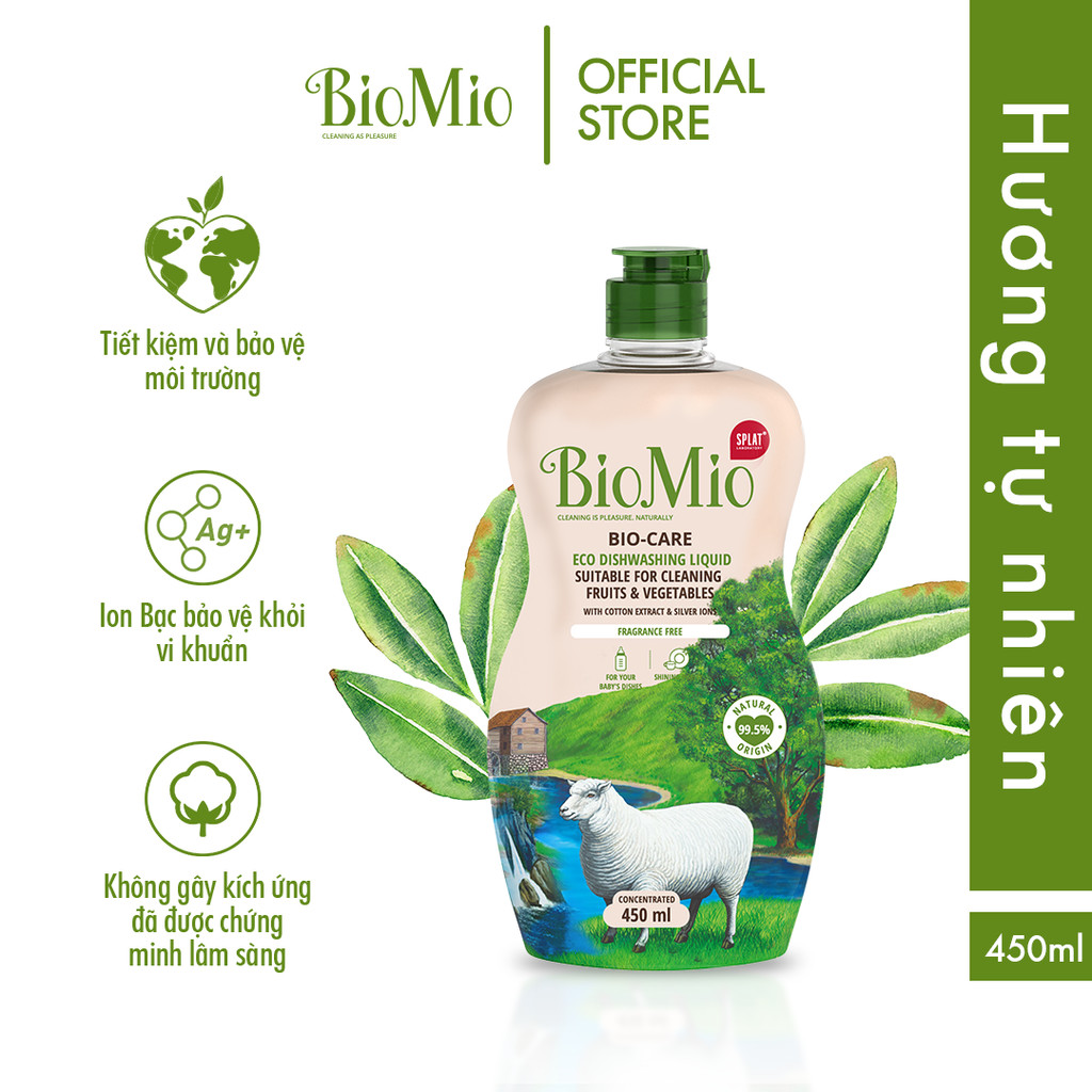 Mô tả Nước rửa chén bát hữu cơ BIOMIO BIO-CARE 450ml đa năng an toàn rửa được trái cây rau chén bát em bé - 1