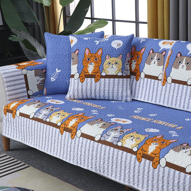 Vỏ Bọc Đệm Ghế Sofa Dài Mềm Mại Chống Trượt Thông Dụng Họa Tiết Hoạt Hình Sử Dụng Được Cả Bốn Mùa