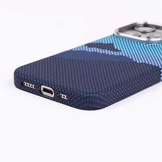 [Jlk] Ốp từ tính họa tiết sợi Carbon hình học cho iphone 16 15 14 13pro 12 14pro max Ống kính kim loại mờ Vỏ cứng sạc không dây