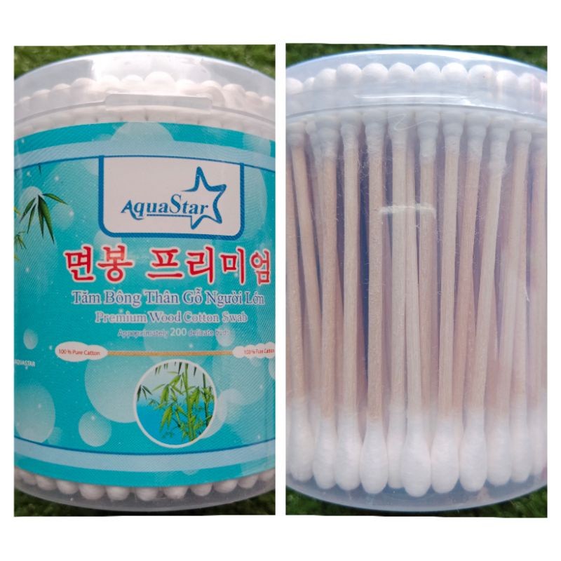 Tăm Bông ráy tai thân gỗ AquaStar ( hũ/ 200 cây) | Shopee Việt Nam