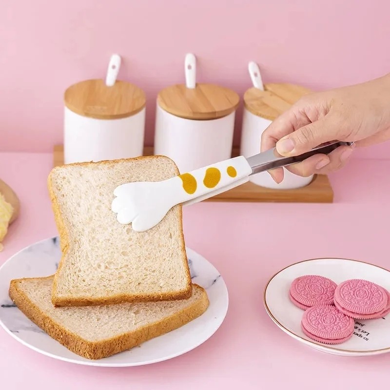 1 / 3 / 5 Cái Cat Paw Shape Food Tongs Hoạt Hình Dễ Thương Bữa Ăn Kẹp Thép Không Gỉ Thịt Nướng Lưỡi Sandwich Nướng Dụng Cụ Nhà Bếp