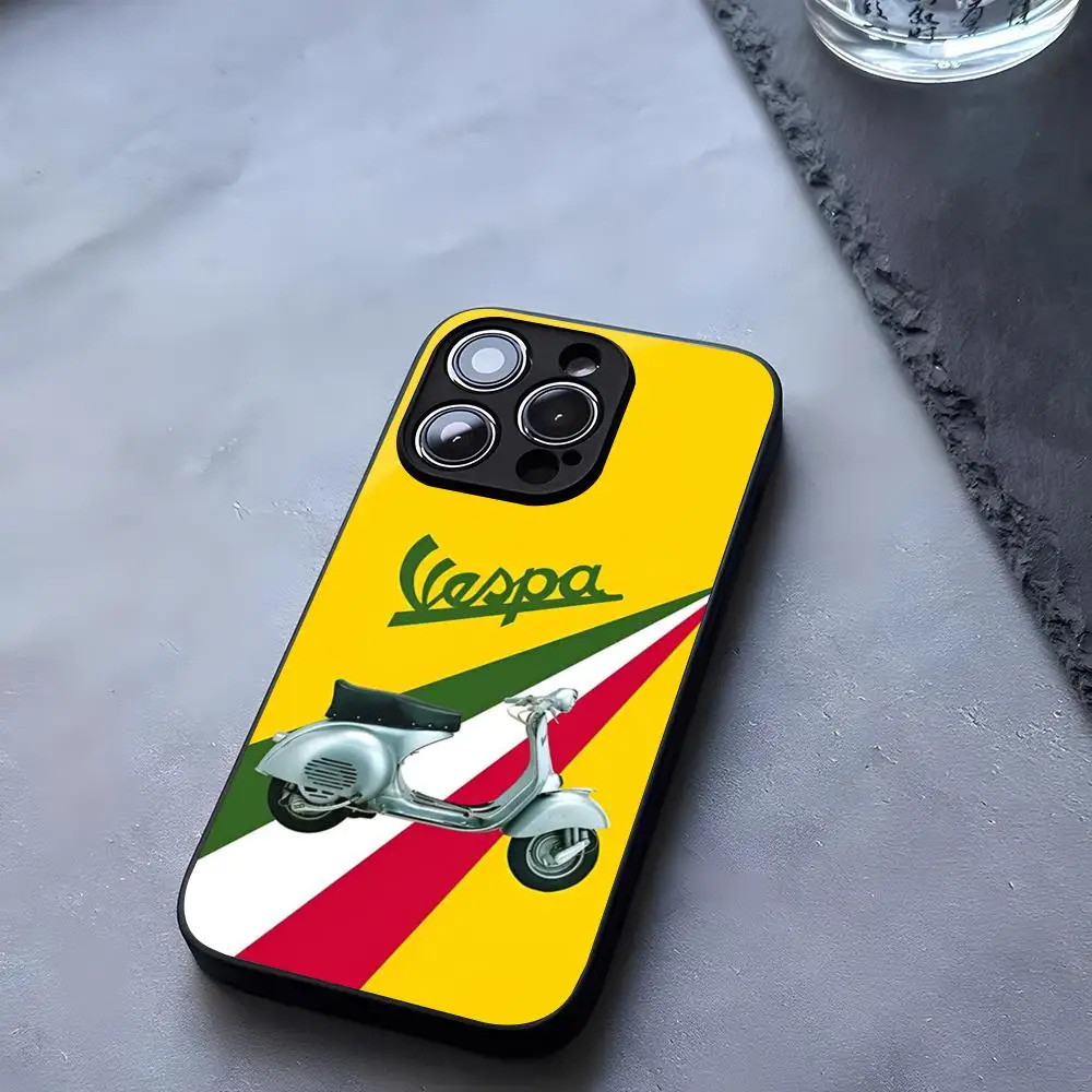 BK-1 V-Vespa Xe Tay Ga Điện Thoại Xe Máy Kính Cường Lực Cho IPhone 13 14 12 16 17.35 11 Pro XS Max Plus Mini X XR SE2020 Coque