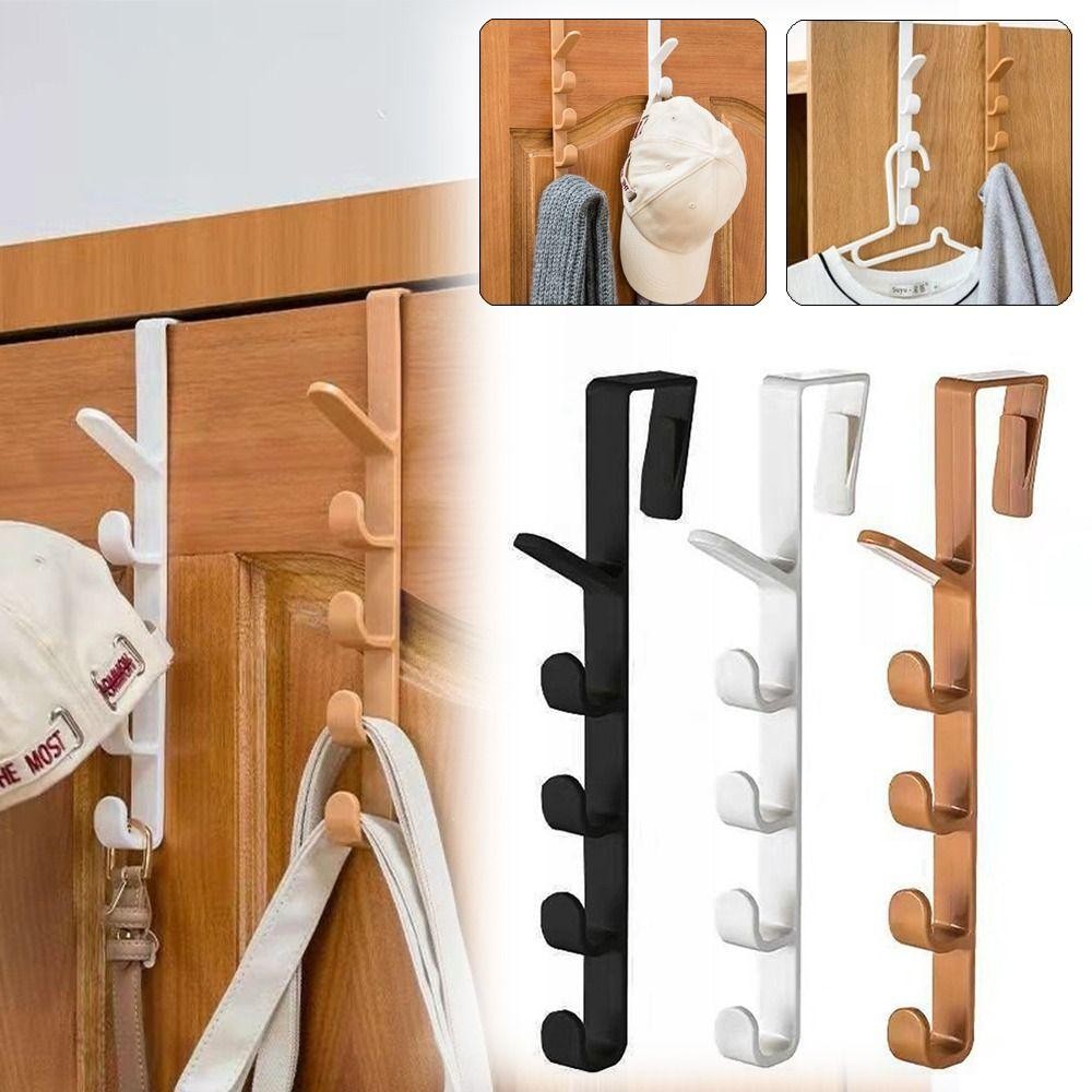 Móc treo cửa không dấu vết WOODNEST, 5 móc, treo tường bền cho túi quần áo, mũ, ví