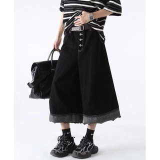 Gksss Quần short denim nam đường phố cao cấp Mỹ phong cách trung tính chất lượng cao phong cách rung cảm thiết kế viền thô