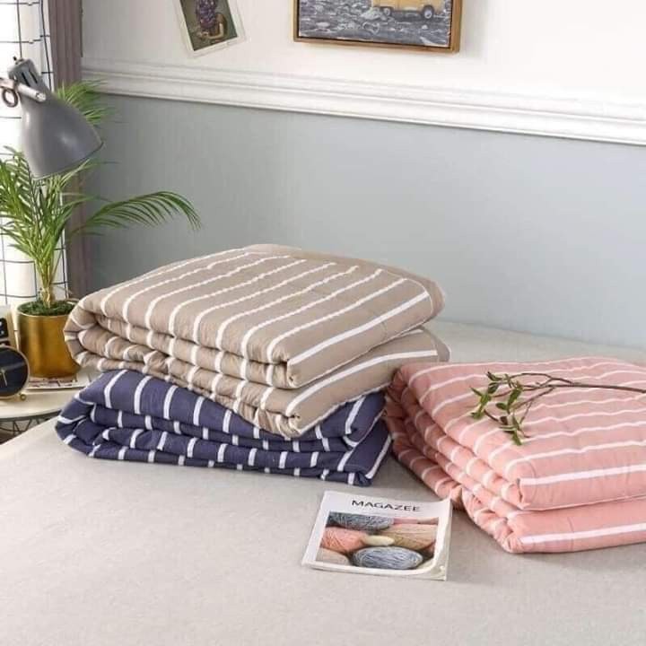 Chăn hè đũi Muji kẻ sọc poly cotton xuất Nhật, Chăn cho mùa hè