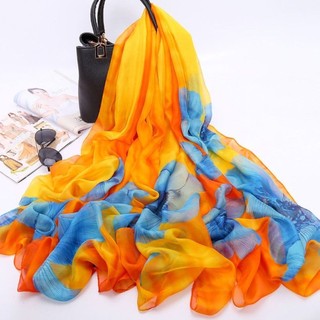 Khăn choàng lụa chiffon dài in hình, chống nắng mùa xuân hè, dùng làm khăn tắm biển hoặc choàng cổ mẹ Hàn Quốc 4.11 SMGD