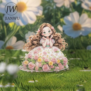 Jianwu Một Câu Chuyện Trong Hoa Series Kawaii Cô Gái Nhân Vật Hoa Phong Cảnh Chất Liệu Cắt Dán PET Nhãn Dán Sáng Tạo Tạp Chí Văn Phòng Phẩm