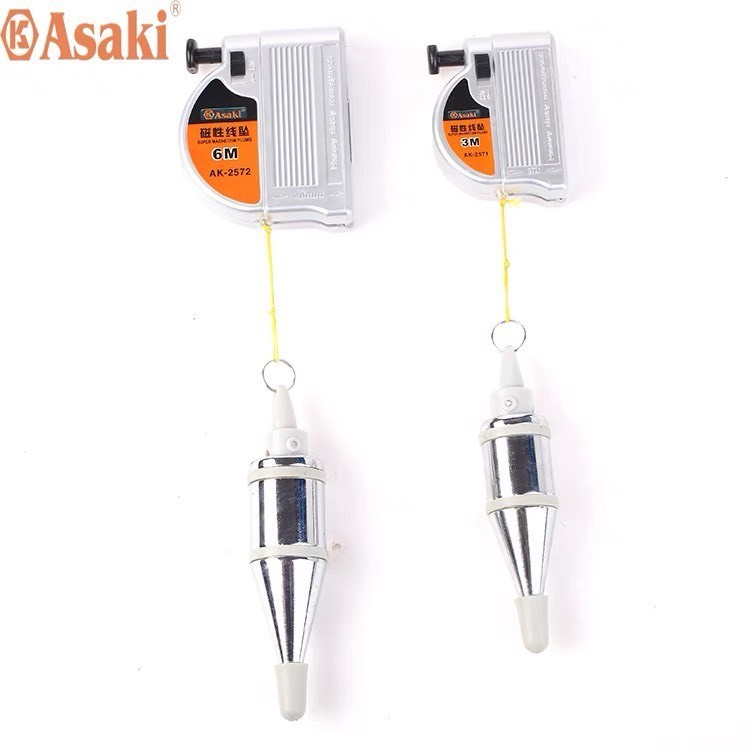 Quả dọi có từ tính Asaki 3m và 6m,quả dọi từ tự động Asaki AK-2571 và AK-2572,quả rọi từ lập lòn,lập loong nam châm,lập