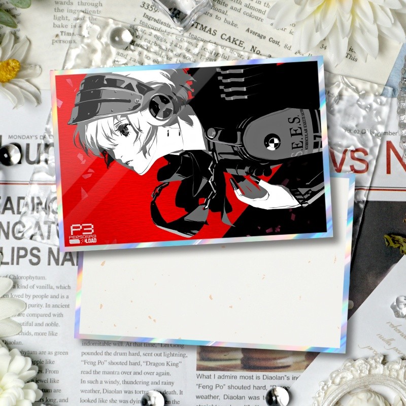 Persona 3 Shikishi Long Lanh Thẻ Nghệ Thuật Hoặc Acrylic Đứng Makoto Yuki & Aigis Trang Trí Bàn Làm Việc Quà Tặng