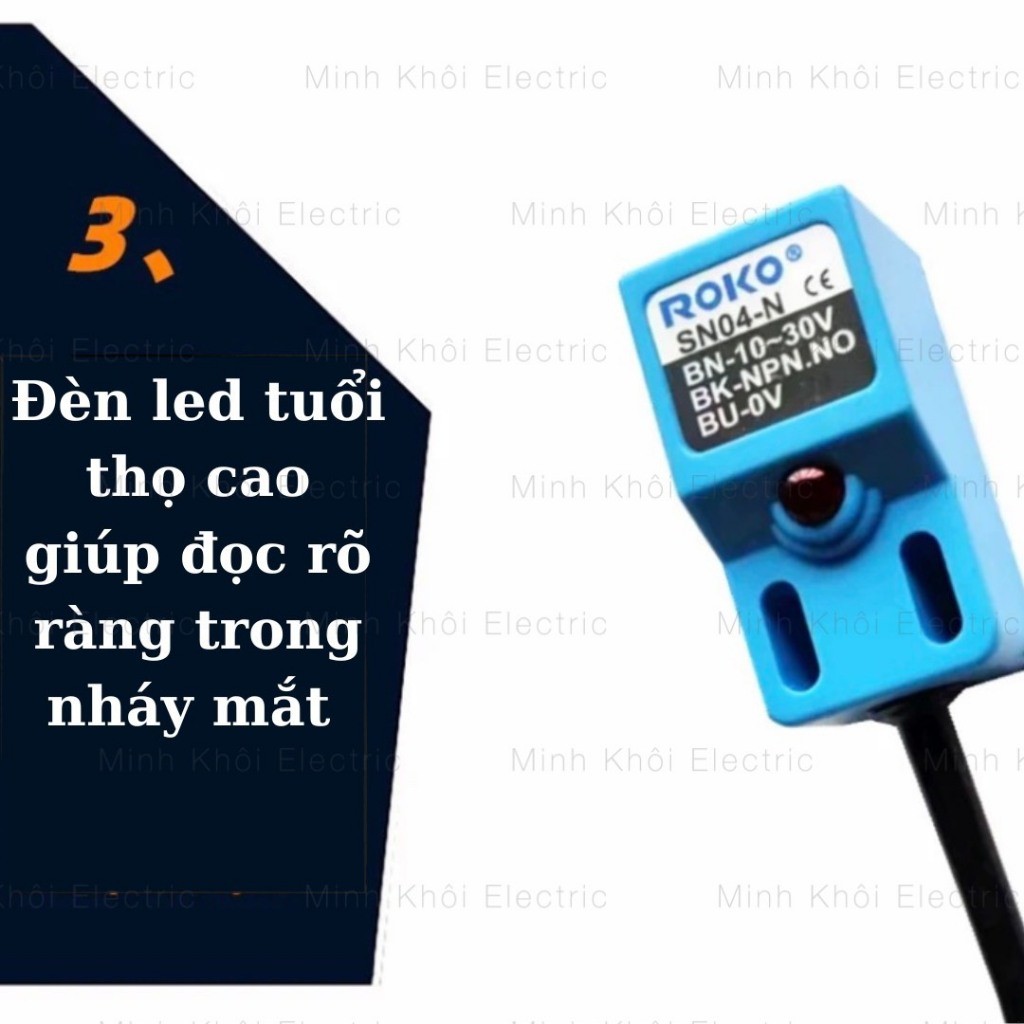 Cảm biến tiệm cận ROKO SN04,cảm biến kim loại tiệm cận, cảm biến quang ROKO SN04,cảm biến từ ROKO,cảm biến vuông ROKO SN