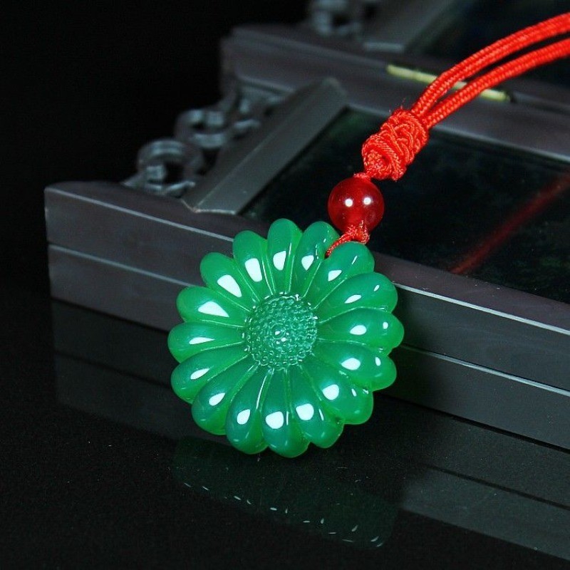 Mã Não Tự Nhiên Chalcedony Hoàng Đế Xanh Cao Băng Mặt Dây Chuyền Hoa Phong Phú Nữ Vòng Cổ Mặt Dây Chuyền