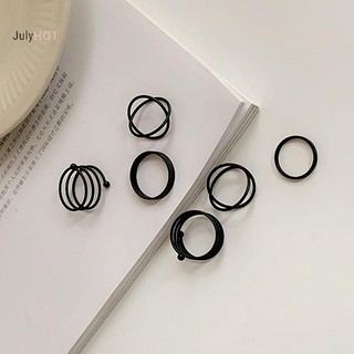 JULYHOT 3 / 6 Chiếc Vintage Nhẫn Đen Bộ Dành Cho Nữ Cô Gái Punk Kim Loại Hình Học Đơn Giản Massivedeals