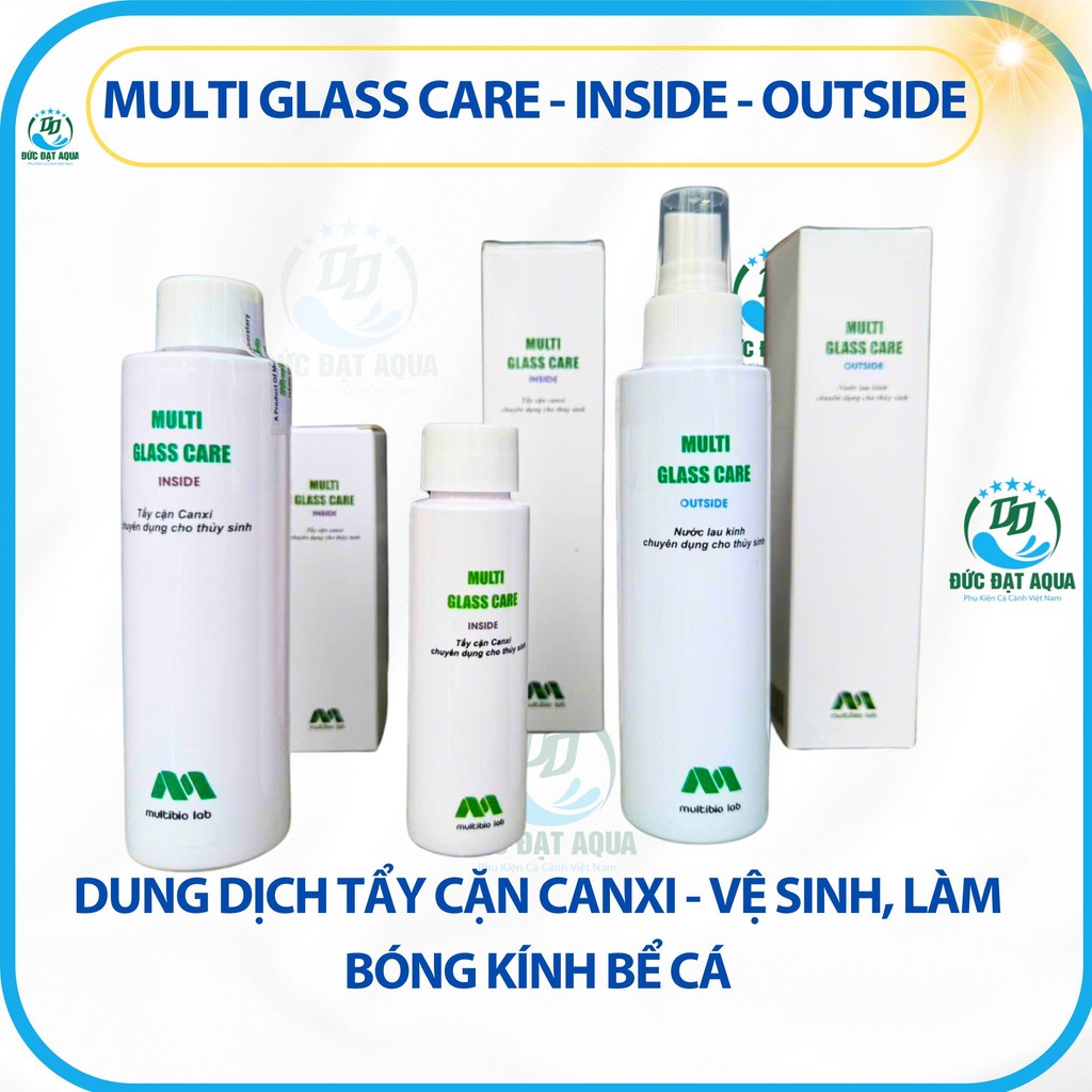 Tẩy Cặn Canxi Multi Glasscare INSIDE chai 60ml & 150ml OUTSIDE Làm Bóng Kính Bể Cá 150ML