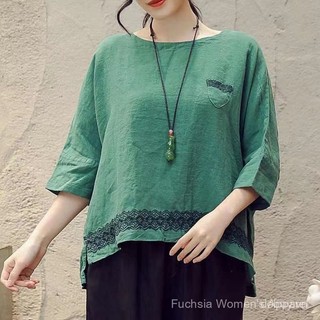 Hàng sẵn, áo blouse barong hiện đại lấy cảm hứng từ châu Á cho phụ nữ, áo blouse cotton và lanh cho phụ nữ kích cỡ lớn, áo sơ mi tay ba phần tư mùa hè