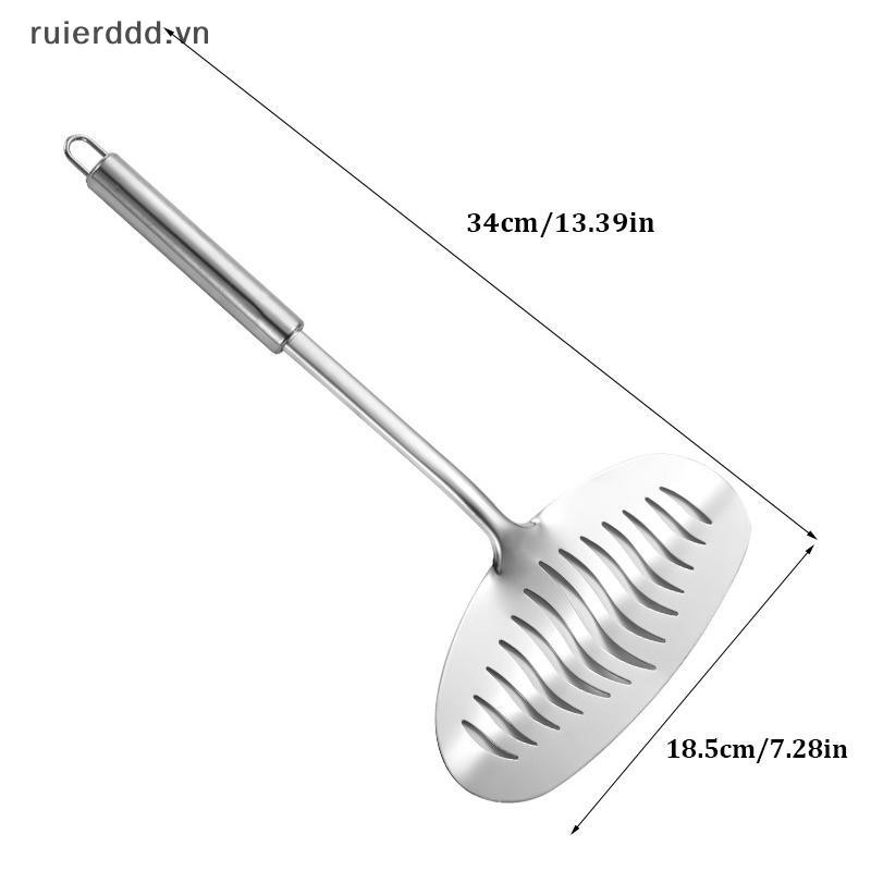 # ruierdd # Thìa chiên cá bằng thép không gỉ lớn Chảo trứng Muỗng chống dính Tay cầm dài Bít tết có rãnh Xẻng phẳng Dụng cụ nấu ăn nhà bếp.