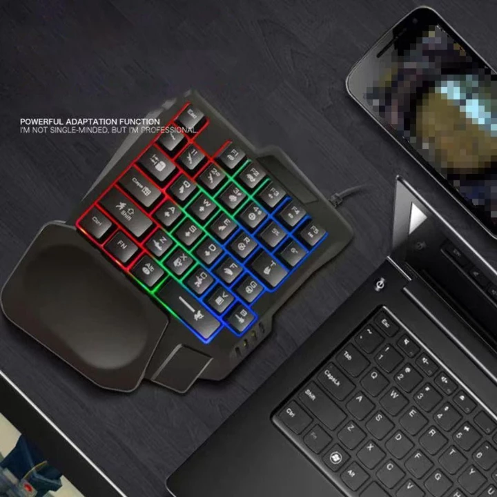 Bàn phím đơn MLINX, Bàn phím một tay siêu mỏng USB, Bàn phím cơ chơi game Mini 3 màu đa chức năng Bàn phím cơ chơi game có dây PC để bàn – 7