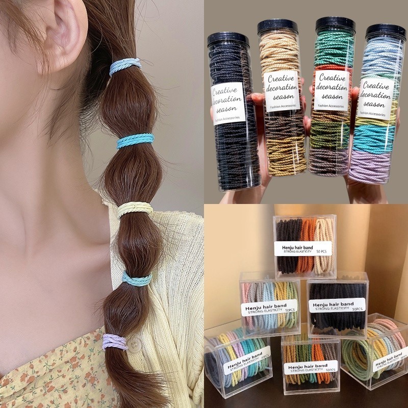 Set 100 Dây Buộc Tóc Cao Su Co Giãn Thời Trang Hàn Quốc FE123