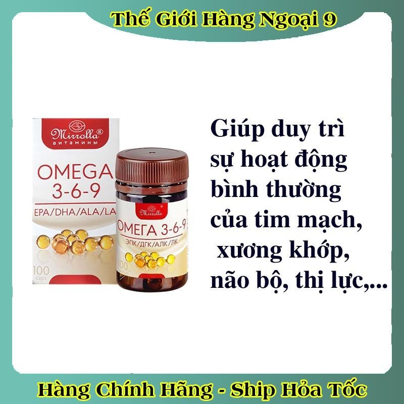 [Chính hãng Đủ Bill] Viên uống Omega 369 Mirrolla của Nga hộp 100 viên